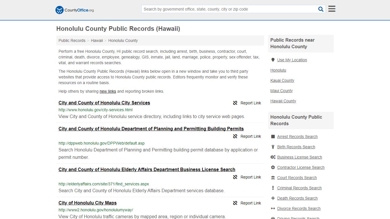 Honolulu County Public Records (Hawaii) - County Office